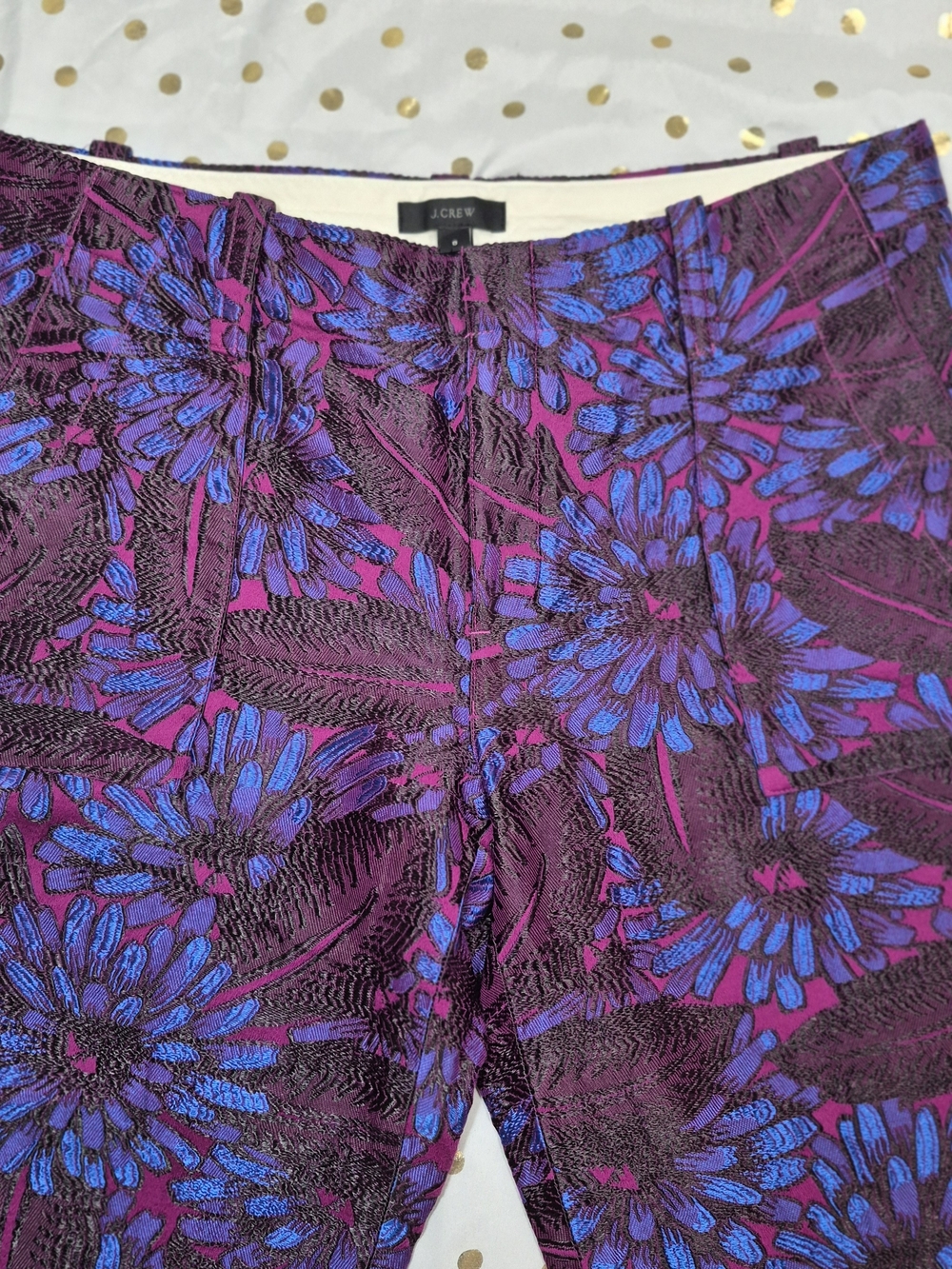 J. Crew Purple and Blue Floral Printed Trousers